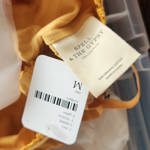 New spell designs Lana organic cotton bralette M sunflower yellow saffron bra - Picture 15 of 16